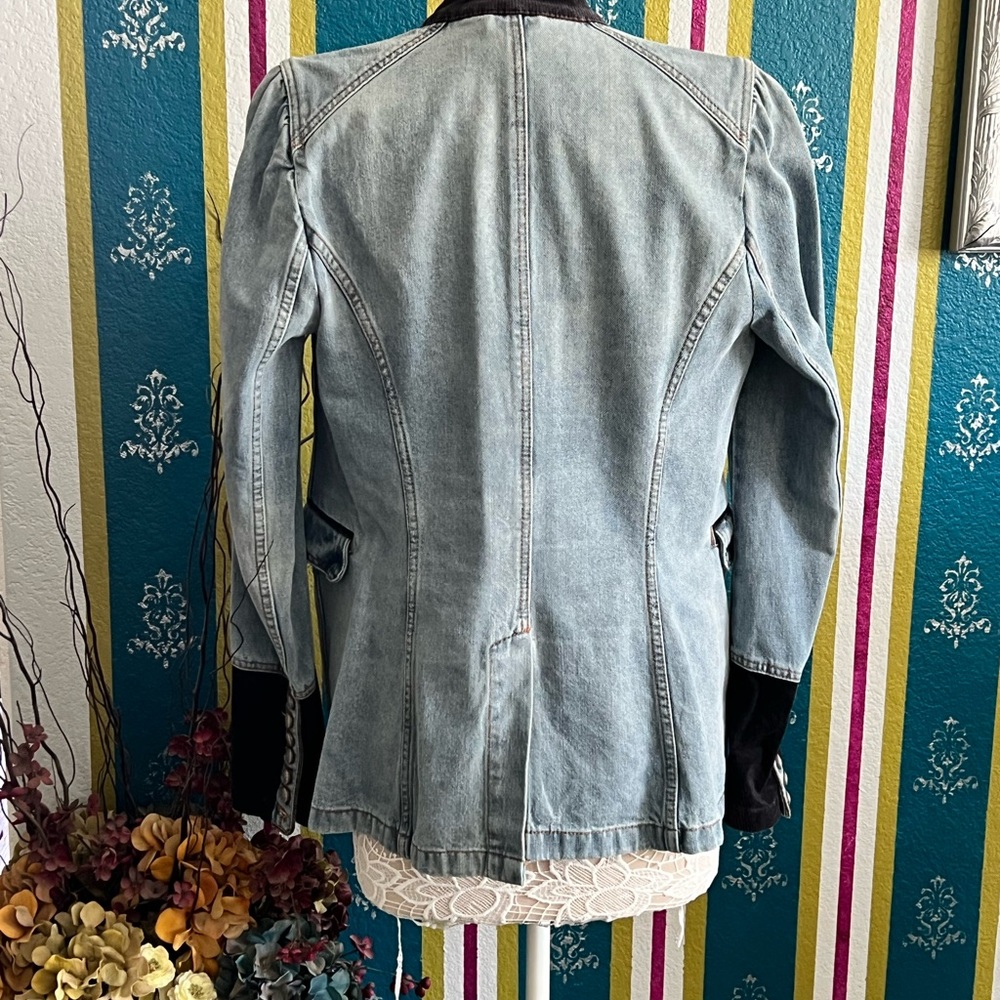 Free People Blue Denim Military Jacket - Picture 2 of 4